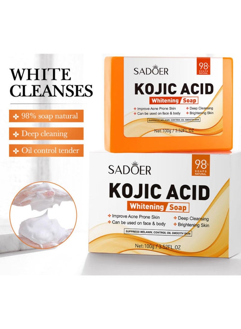 SADOER Kojic Acid Whitening Soap 6 x 100g | Improve Ace Prone Skin | Deep Cleansing | Can Be Used on Face & Body - Image 4
